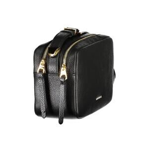 Coccinelle Elegant Black Leather Shoulder Bag with Logo Black